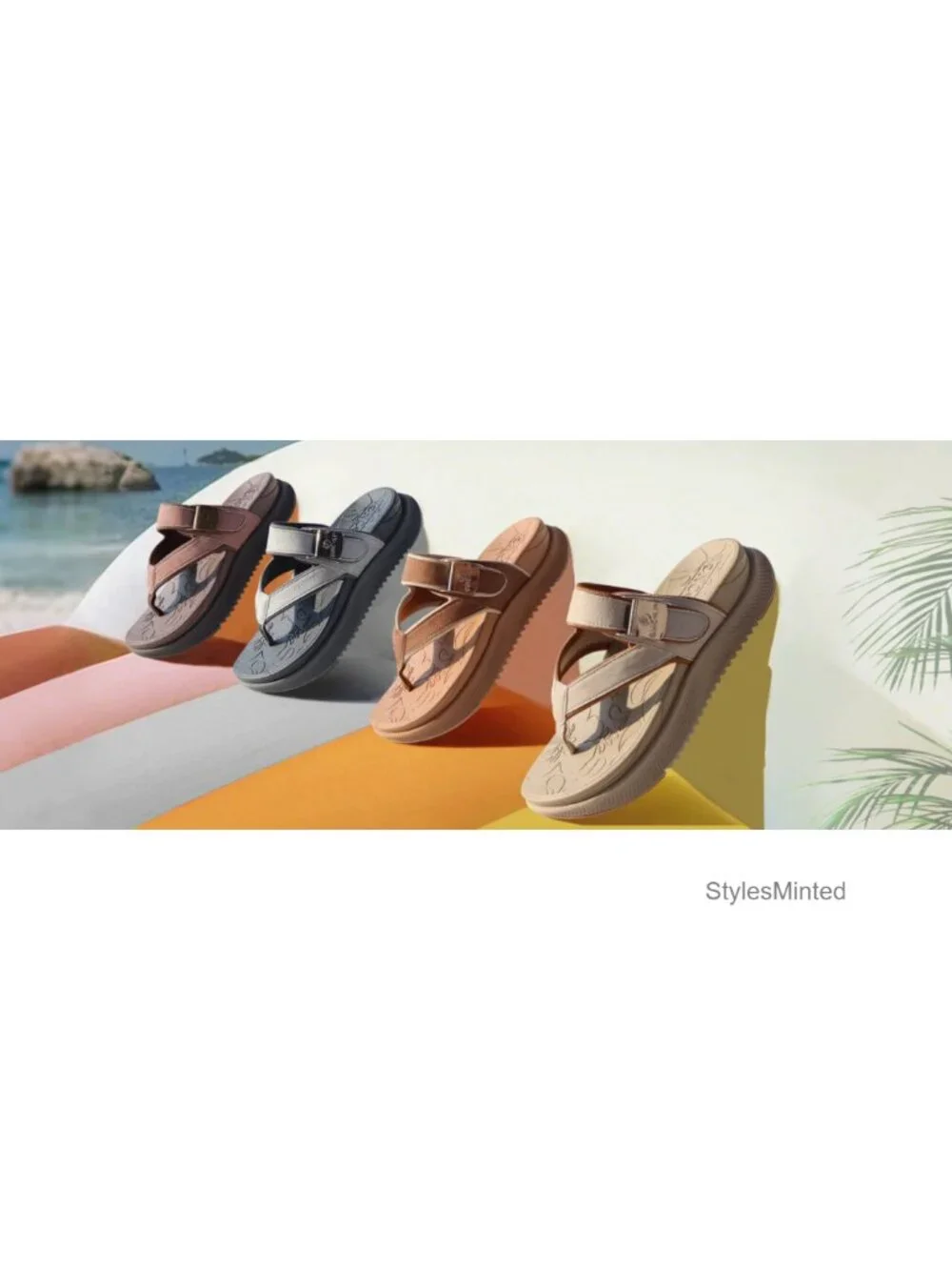 Women's Orthopedic Platform Flip Flops with Arch Support, Faux Leather